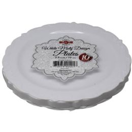 24 Wholesale 7.5" White Motif Designer Plates 10ct