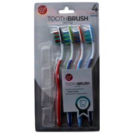 48 Wholesale 4 Pack Tooth Brush With Cap Medium