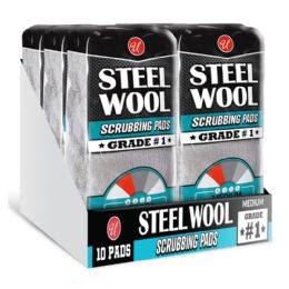 24 pieces 10pk Steelwool GradE-1 Pdq - Scouring Pads & Sponges