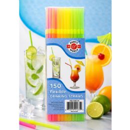 96 Pieces 150-Piece NEON STRAWS IN PVC BOX - Straws and Stirrers