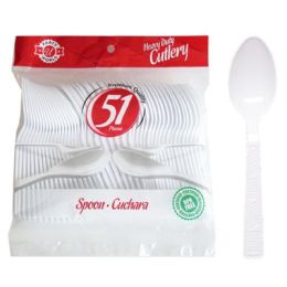 96 Wholesale 51-Piece WHITE SPOON CUTLERY