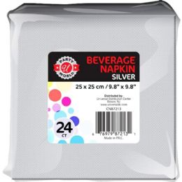 36 pieces 24ct 9.8"x9.8" Silver Beverage Napkin - Napkin and Paper Towel Holders