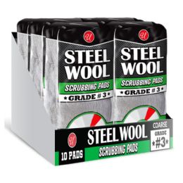 24 pieces 10pk Steelwool GradE-3 Pdq - Scouring Pads & Sponges
