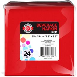 36 pieces 24ct 9.8"x9.8" Red Beverage Napkin - Napkin and Paper Towel Holders