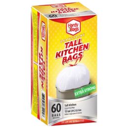 6 of 60ct Hardy Bag 13 Gallon White Trash Bag