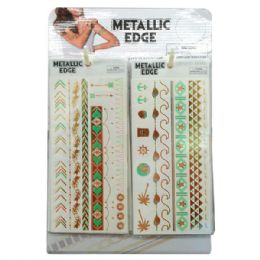72 pieces Shimmer Metallic Tattoo Pack In Pdq Display - Tattoos and Stickers