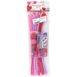 24 pieces Valentine Diy Craft Set 36 Chenille Stems/ 16 Googly Eyes/ 50 Pompoms Val Pbh - Valentine Decorations