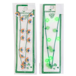 24 pieces St.pat Led Necklace 3 Asst Shamrock/hat/rainbow Pb/insert Card/36in L - Necklace