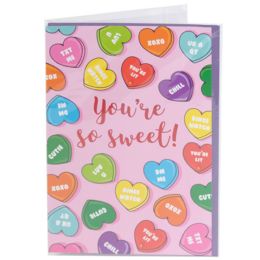 24 pieces Valentine Jumbo Greeting Card 8.5 X 12.25in 4 Asst / 24pc Pdq Val Label / Shrink - Valentine Decorations