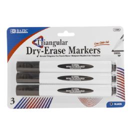 144 pieces Black Colors Chisel Tip Triangle DrY-Erase Markers (3/pack) - Paint, Brushes & Finger Paint