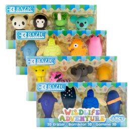 144 pieces Wildlife Adventures 3d Eraser Sets - Erasers