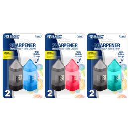 144 of Single Blade Sharpener W/ Receptacle + Eraser (2/pack)