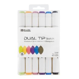 144 pieces 6 Pastel Colors Dual Tip Sketch Markers - Paint, Brushes & Finger Paint