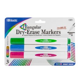 144 pieces Bright Colors Chisel Tip Triangle DrY-Erase Markers (3/pack) - Paint, Brushes & Finger Paint
