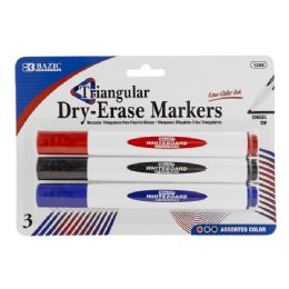 144 pieces Assorted Colors Chisel Tip Triangle DrY-Erase Markers (3/pack) - Paint, Brushes & Finger Paint