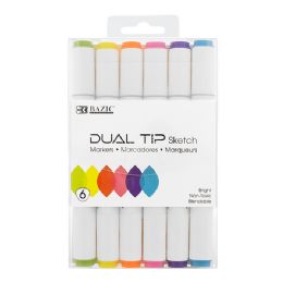 144 pieces 6 Fluorescent Colors Dual Tip Sketch Markers - Paint, Brushes & Finger Paint