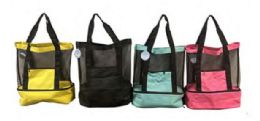 24 Pieces Beach Bag With Zippered Can Cooler Bottom - Bags Of All Types