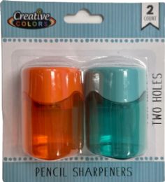 48 of Dual Hole Pencil Sharpener With Shaving Receptical - 2ct