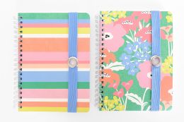 24 pieces Personal Book - 7 X 5 Inches - 80 Sheets - Elastic Closure With Silver Grommet - Note Books & Writing Pads