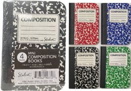 12 of Mini Composition Books 4 Pack 4.5 X 3.25 Inches 80 Sheets Each Black Blue Red Green