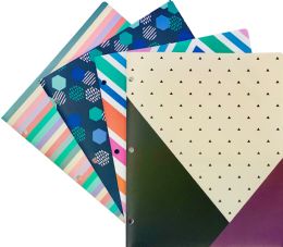 24 pieces Poly Portfolios - 2 Pockets - 3 Hole - 4 Assorted Prints - File Folders & Wallets