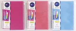 24 pieces Personal Book - 7 X 5 Inches - 80 Sheets - Poly Cover With Zipper Pocket - Silver Twin Wire - Note Books & Writing Pads