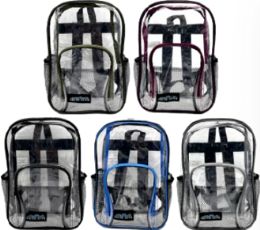 24 of Clear Backpack 13 X 9 X 5 Inches Side Mesh Pockets Front Mesh Organizing Pocket Padded Straps