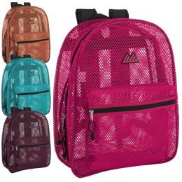 24 pieces Bulk Premium 17 Inch Mesh Backpack - Girls 4 Color Assortment - Backpacks 17"