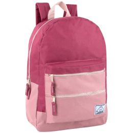 24 pieces 17 Inch Double Front Zippered Pocket Backpack - Girls Hot Pink - Backpacks 17"