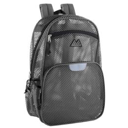 24 pieces 18 Inch Pro Jersey Reflective Mesh Backpack - 4 Dark Colors Grey - Backpacks 18" or Larger