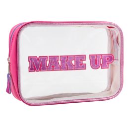 24 pieces Clear Cosmetic Case Hot Pink - Cosmetic Cases