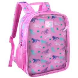 24 pieces Toddler Printed Backpack W Large Front Clear Pocket Unicorn - Backpacks 17"