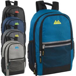 24 pieces 18 Inch MultI-Pocket Reflective Backpack -  5 Dark Colors - Backpacks 18" or Larger