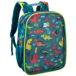24 pieces Toddler Printed Backpack W Large Front Clear Pocket Dinosaur - Backpacks 17"