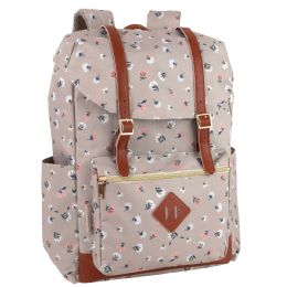 24 pieces 17 Inch Double Buckle Backpack - Floral - Backpacks 17"