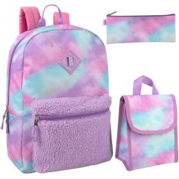 24 pieces 3-IN-1 Purple Cloud Themed 17-Inch Backpack Set With Lunch Bag & Pencil Case - Backpacks 17"