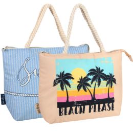 24 Pieces Fridge Pak Insulated Zippered Beach Totes - 2 Prints - Cooler & Lunch Bags