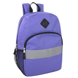 24 pieces 17 Inch Safety Reflective Backpack With Side Pocket - 9 Colors Purple - Backpacks 17"