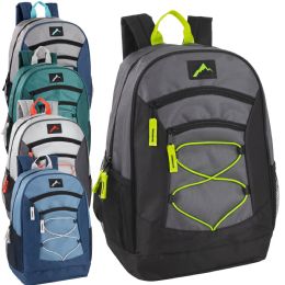 24 Pieces Wholesale 18 Inch Multi Pocket Bungee Backpack - Backpacks 18" or Larger