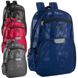 24 pieces 18 Inch Pro Jersey Reflective Mesh Backpack - 4 Dark Colors 4 Color Assortment - Backpacks 18" or Larger