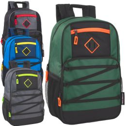 24 pieces 19 Inch Dome Bungee Backpack With Laptop Section - 4 Boys Colors - Backpacks 18" or Larger