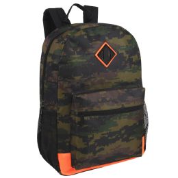 24 pieces 17-Inch Printed Backpack W Side Mesh Pockets Camo - Backpacks 17"