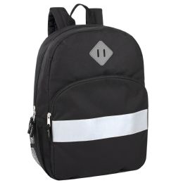 24 pieces 17 Inch Safety Reflective Backpack With Side Pocket - 9 Colors Black - Backpacks 17"