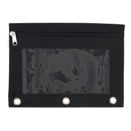 100 pieces 3-Ring Binder Pencil Pouch With Window Black - Binders