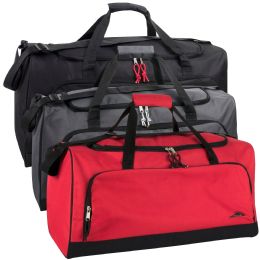 24 pieces 24 Inch WidE-Pocket Duffle Bags 3 Color Assortment - Duffel Bags