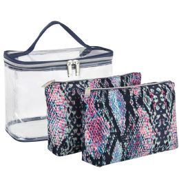24 pieces Clear Cosmetic Traveling Case With 2 Cosmetic Pouches - Cosmetic Cases