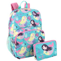 24 Wholesale 17 Inch  Mermaid Backpack With Pencil Pouch Set