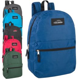 24 Wholesale 17 Inch Trailmaker Classic Backpack 6 Color Assortment