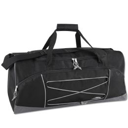 24 pieces Trailmaker 26 Inch Bungee Duffel Bag Black - Duffel Bags