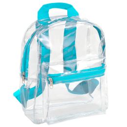 24 of Mini Backpack 12 Inch Clear - Single Colors Aqua